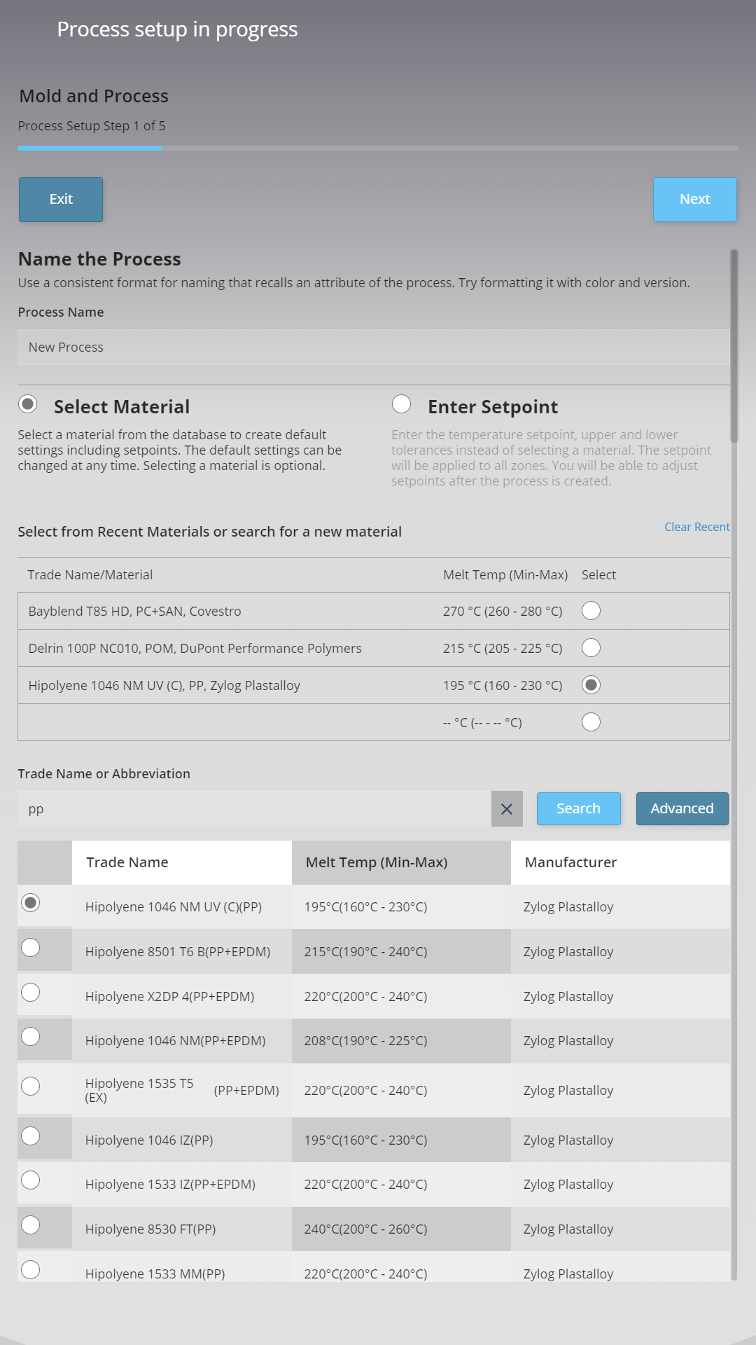 12 - mold wizard - Process Step 2 - Material Selection